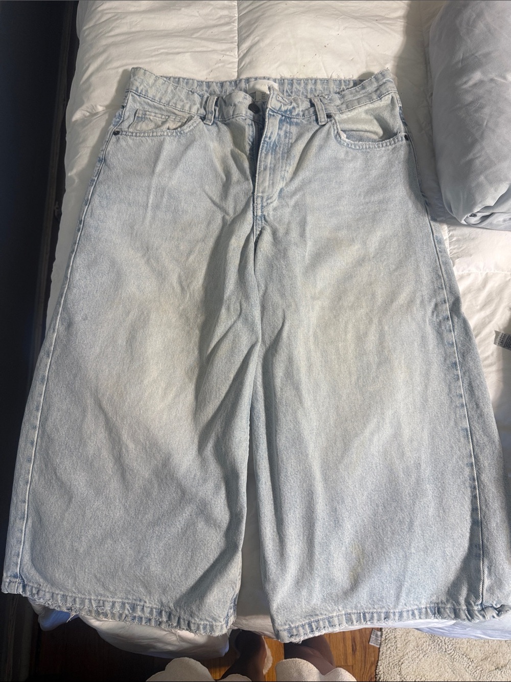 H&M Light Blue High-Waist Denim Shorts